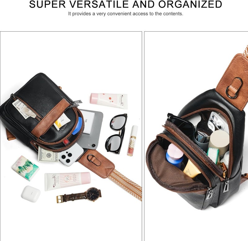 LATMAP 7L Sling Bag For Women Men Backpack Fanny Pack Crossbody Chest Travel Shoulder Belt Bags Purse Handbag PU Leather - Image 5